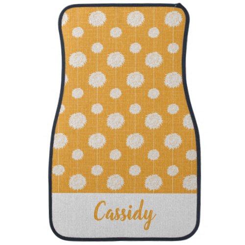 Yellow Cheerleader Pom Pom Pattern Car Floor Mat