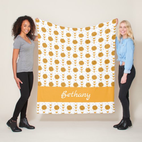 Yellow Cheerleader Pom Poms  Hearts Pattern Fleece Blanket