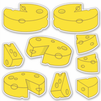 Yellow Cheese Icon Set Sticker