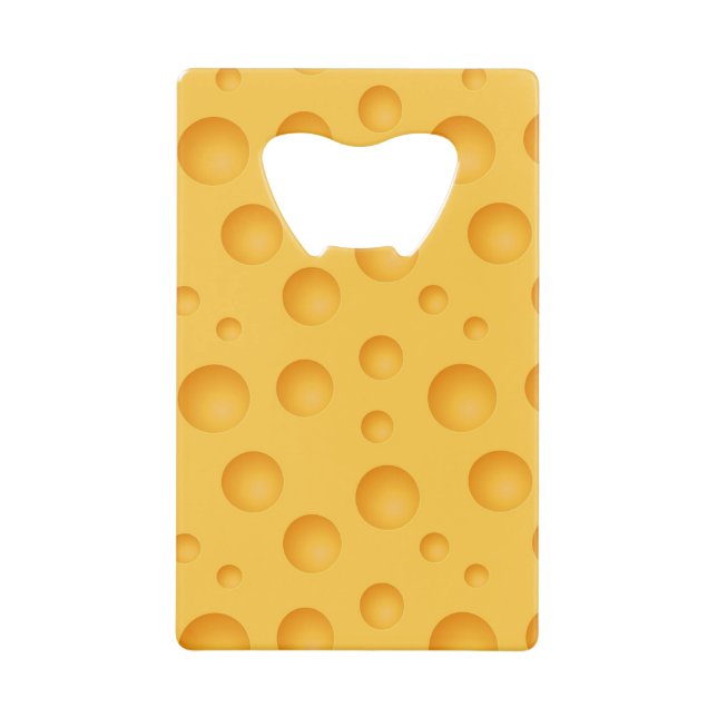 Yellow Cheese Pattern Credit Card Bottle Opener (Front)