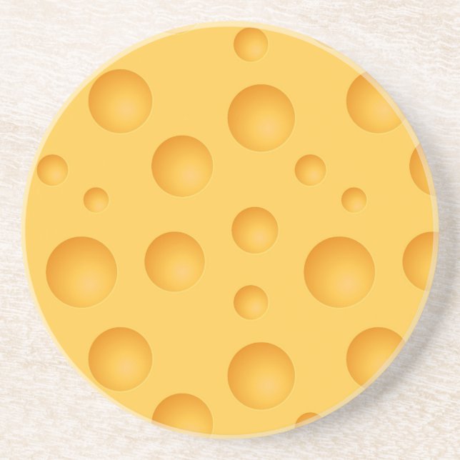 Yellow Cheese Pattern Drink Coaster (Front)