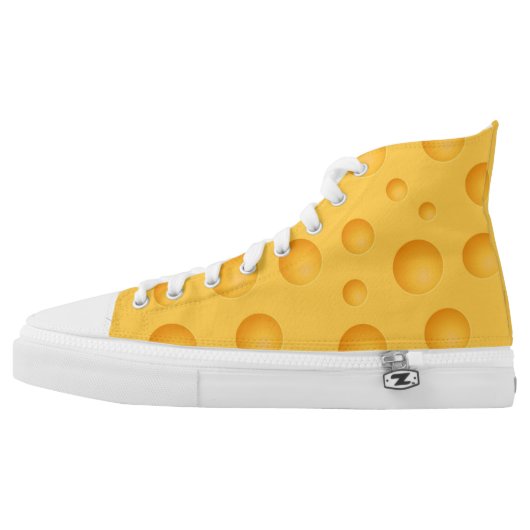Yellow Cheese Pattern High-Top Sneakers (Left Shoe Outside)