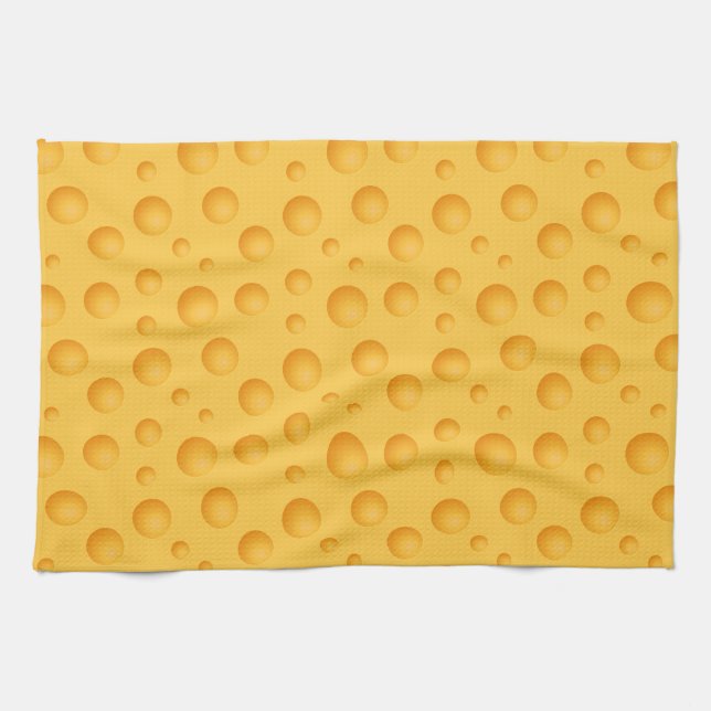 Yellow Cheese Pattern Kitchen Towel (Horizontal)