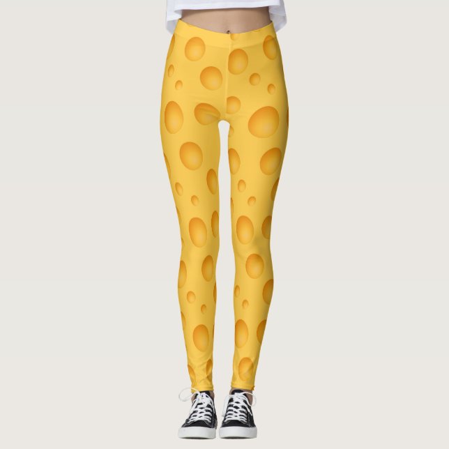 Yellow Cheese Pattern Leggings (Front)