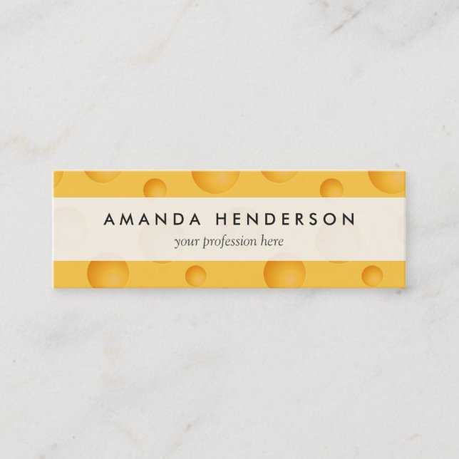 Yellow Cheese Pattern Mini Business Card (Front)