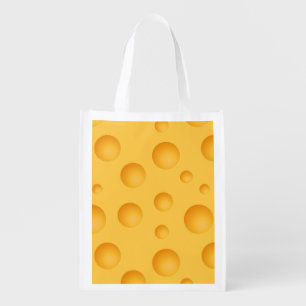 Yellow Cheese Pattern Reusable Grocery Bag