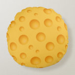 Yellow Cheese Pattern Round Pillow at Zazzle