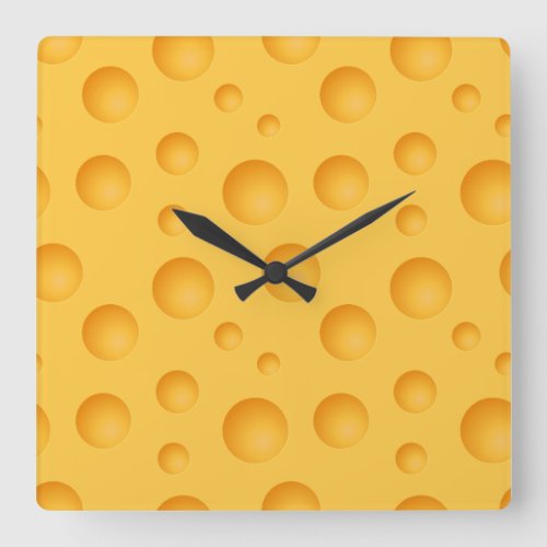 Yellow Cheese Pattern Square Wall Clock