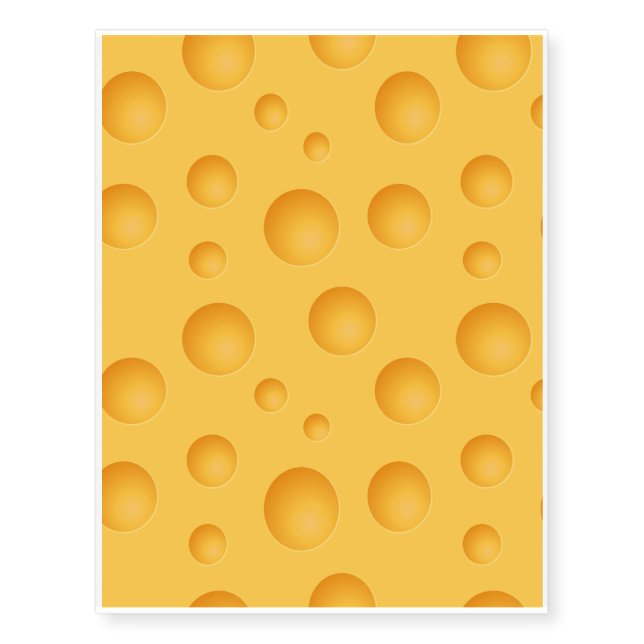 Yellow Cheese Pattern Temporary Tattoos (Front)