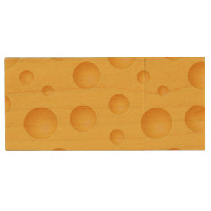 Yellow Cheese Pattern Wood Flash Drive