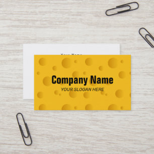 Yellow cheese with holes business card template
