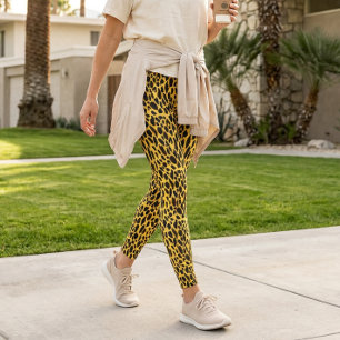 Yellow Cheetah Print Spot Leopard Pattern Leggings