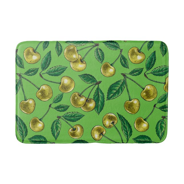 Yellow cherries bath mat (Front)