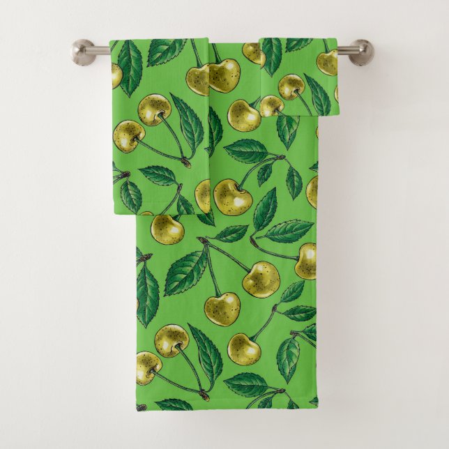 Yellow cherries bath towel set (Insitu)
