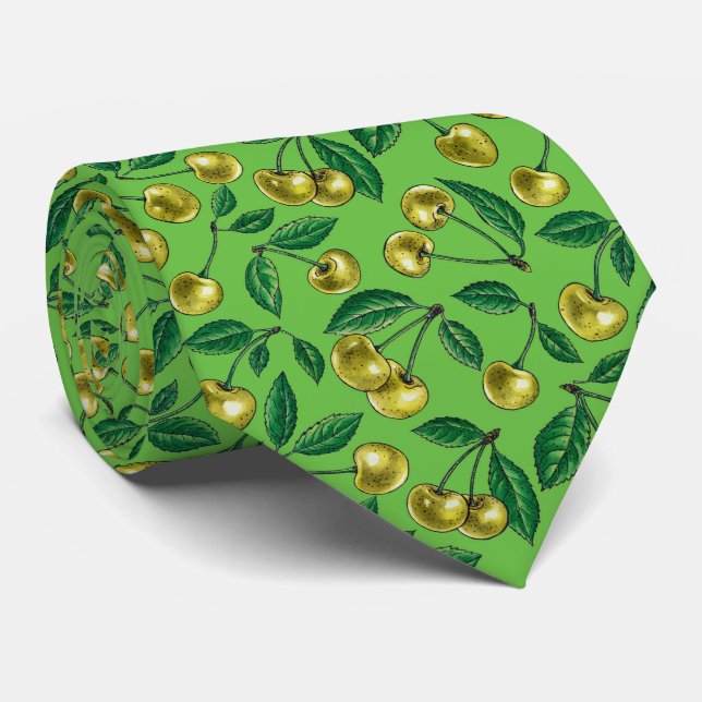 Yellow cherries neck tie (Rolled)