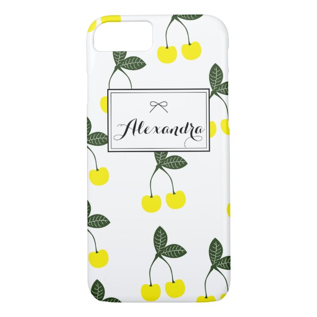 Yellow Cherries Pattern Personalized iPhone 7 Case (Back)