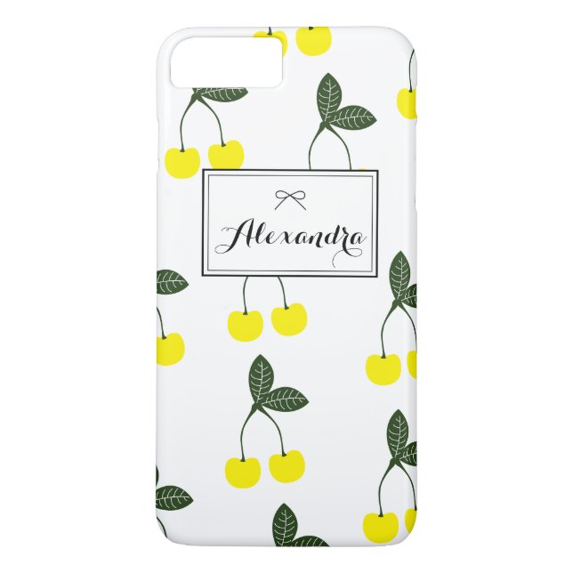 Yellow Cherries Pattern Personalized iPhone 7 Plus Case-Mate iPhone Case (Back)