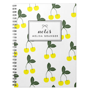 Yellow Cherries Pattern Personalized Notebook