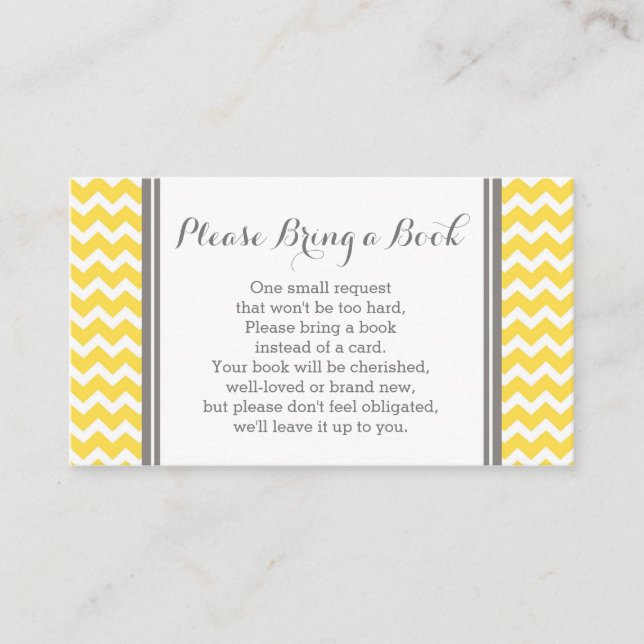 Yellow Chevron Baby Shower Book Request Card (Front)