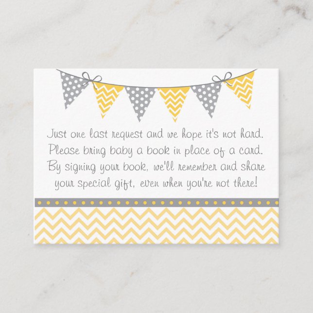 Yellow Chevron Baby Shower Book Request Cards (Front)