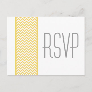 Yellow Chevron Border RSVP Postcard