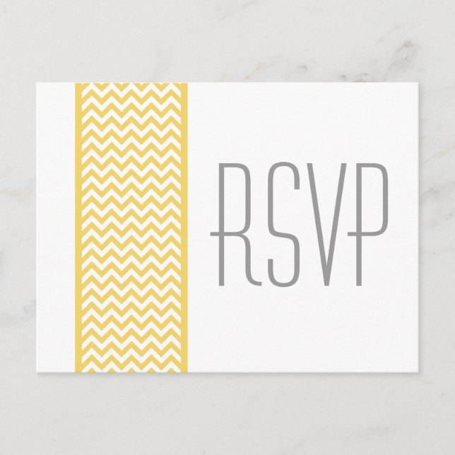 Yellow Chevron Border RSVP Postcard (Front)