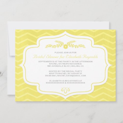 Yellow Chevron Bridal Shower Invitations