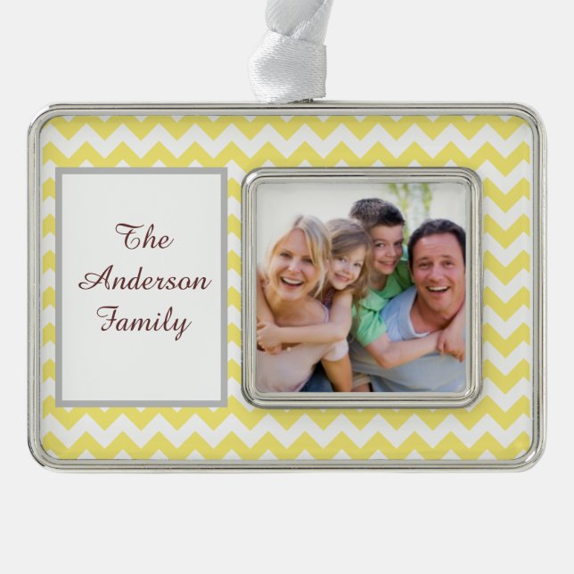 Yellow Chevron Christmas Ornament (Front)