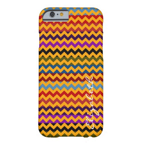 Yellow Chevron Colorful Stripes Monogram Barely There iPhone 6 Case