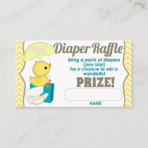 Yellow Chevron Ducky Diaper Raffle Tickets 100pk Enclosure Card