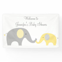 Yellow Chevron Elephant Baby Shower Banner