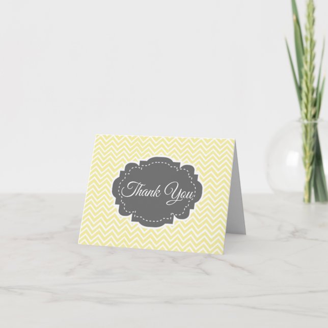 Yellow Chevron Folded Thank You Card (Front)