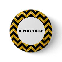 Yellow Chevron Glitter Baby Shower Button