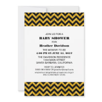 Yellow Chevron Glitter Baby Shower Invite