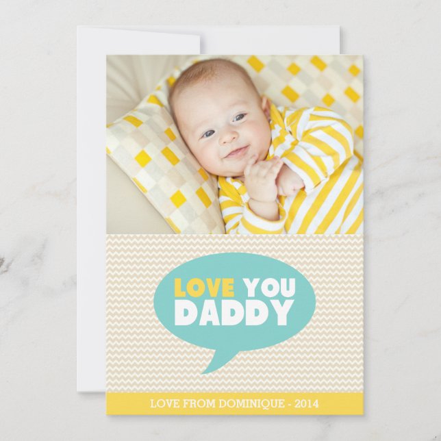 Yellow Chevron Love You Daddy | Father's Day Card (Front)