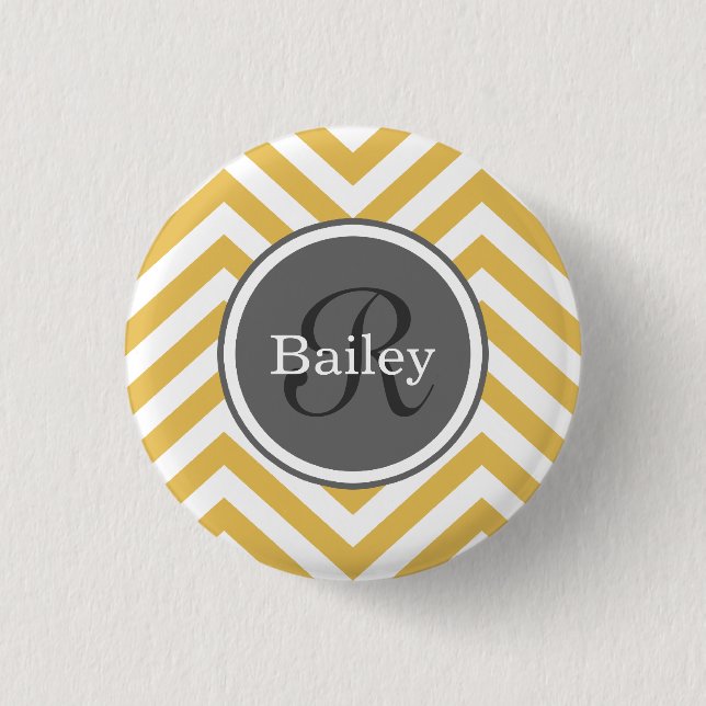Yellow Chevron Monogram Button (Front)