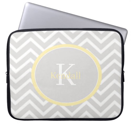 Yellow Chevron Monogram Laptop Sleeve