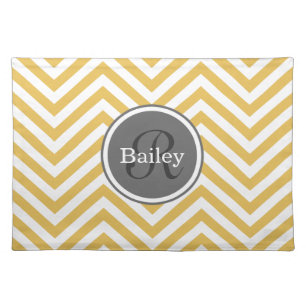 Yellow Chevron Monogram Placemat