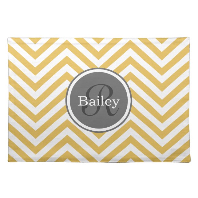 Yellow Chevron Monogram Placemat (Front)