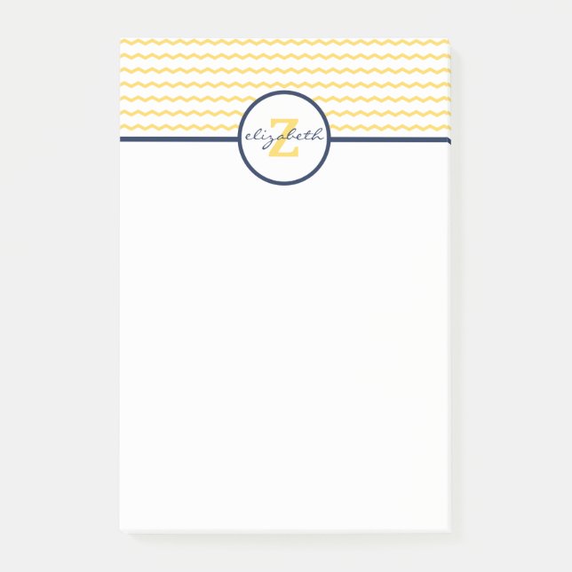 Yellow Chevron Monogram Post-it Notes (Front)