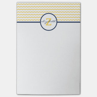 Yellow Chevron Monogram Post-it Notes