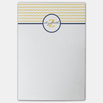 Yellow Chevron Monogram Post-it Notes by snowfinch at Zazzle