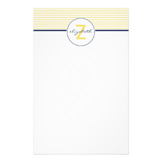 Yellow Chevron Monogram Stationery