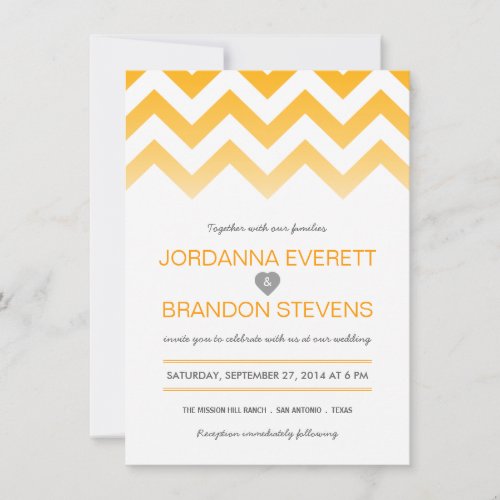 Yellow Chevron Ombre Wedding Invitations