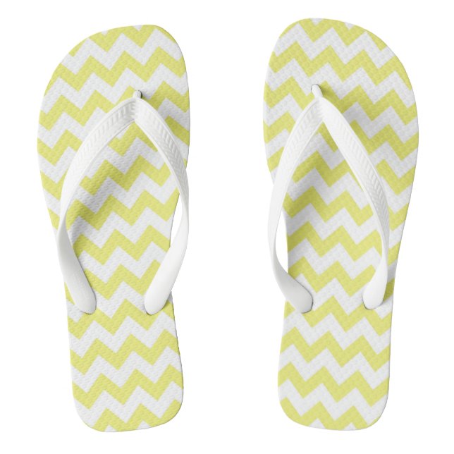 Yellow Chevron Patterned Flip Flops (Footbed)