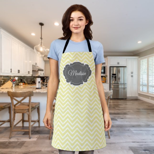 Yellow Chevron Personalized Apron (Yellow Chevron Personalized Apron)