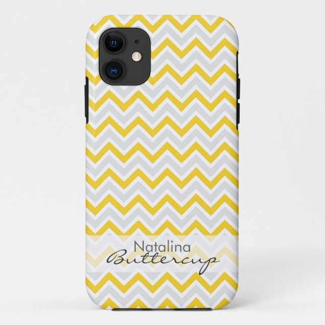 Yellow Chevron Personalized Case-Mate iPhone Case (Back)