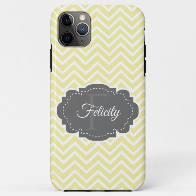 Yellow Chevron Personalized Case-Mate iPhone Case (Back)