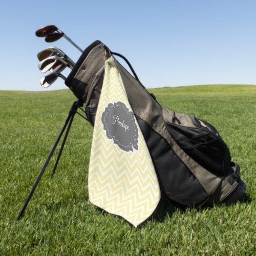 Yellow Chevron Personalized Golf Towel