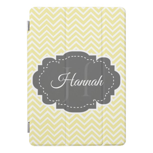 Yellow Chevron Personalized iPad Pro Cover (Front)